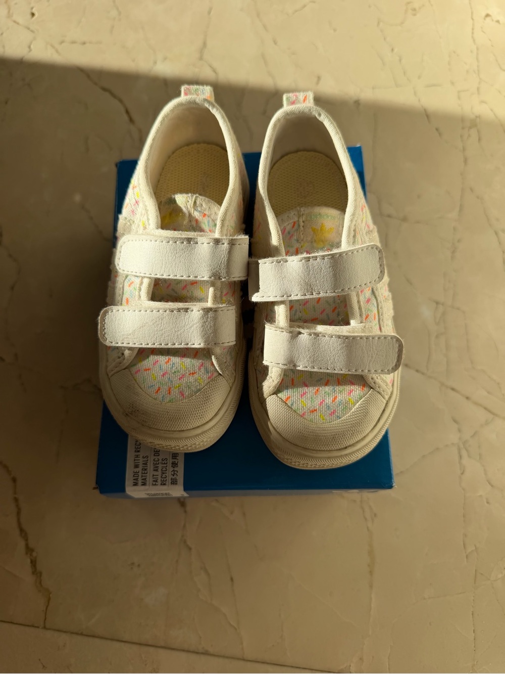 adidas Kids White Canvas Sneakers with Pastel Confetti